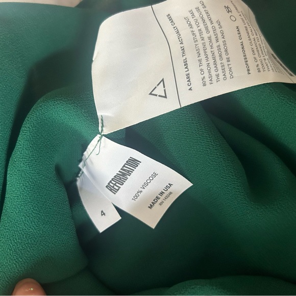 Reformation Adora Dress Sz 4 Forest Green - Picture 8 of 9